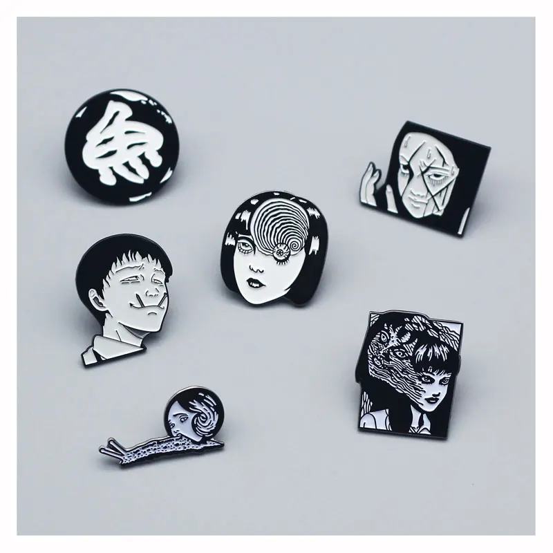 

New Junji Ito Cartoon Brooch Japan Anime Metal Enamel Pin Terror Movies Creativity Accessories Children Fashion Gift Badge