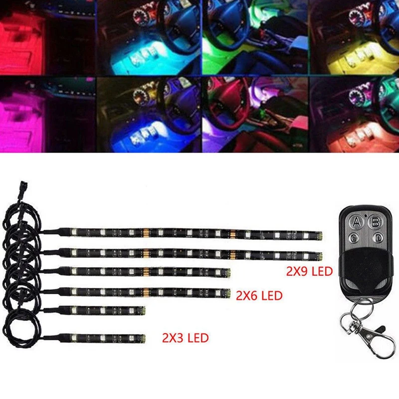 6 шт. Автомобильная Рама мотоцикла Rgb светодиодные лампы беспроводной пульт дистанционного управления 18 Цветов Неоновый светящийся свет комплект тестовых полосок