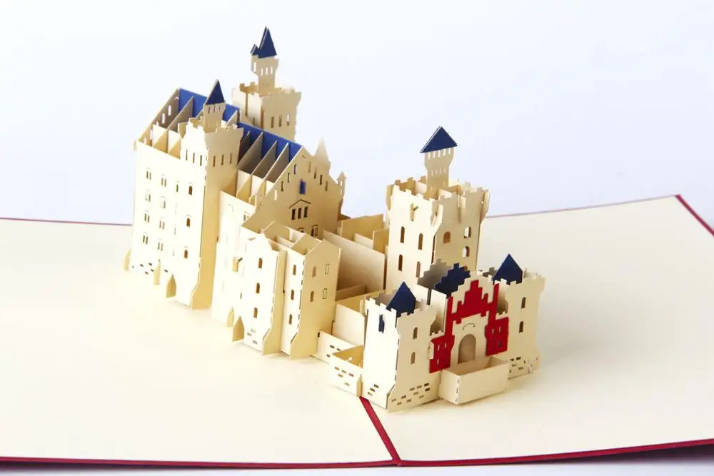 Swan Stone Castle 3D всплывающие подарки карта всемирно известное здание День рождения поздравительные открытки архитектура Пригласительные открытки для бизнеса туристическая открытка - Цвет: Swan Stone Castle