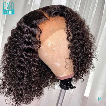 

Short BOB Curly 360 Lace Frontal Human Hair Wigs With Baby Hair For Women Pre Plucked Brazilian Remy Hair Bleached Knots 150%