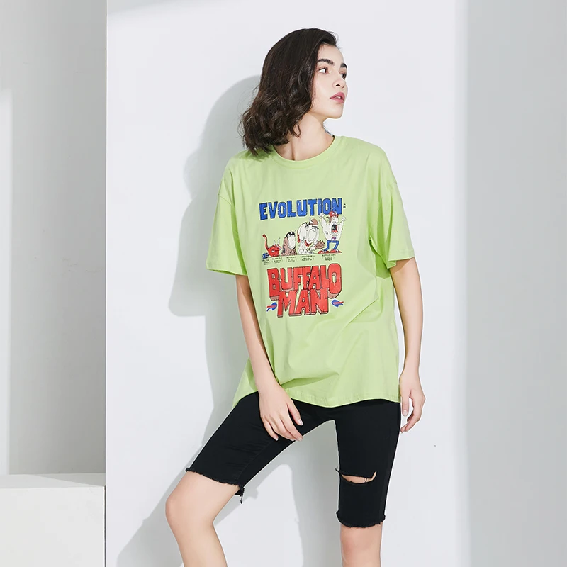 2020 Korean trend one size T-shirt plus size women's fashion clothes women's anime diffuse green street clothing