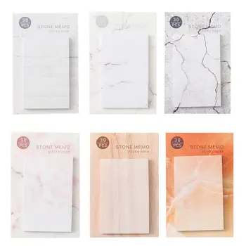 

6Pcs/Bag Portable Sticky Notes Memo With Marble Grain For Reminding Plan Schedule Office Writing Stationery