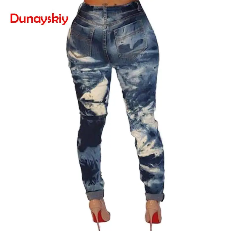 Pencil Jeans With Chain Sexy Skinny Ripped Tassel Jeans Women Denim Pants Hole Destroyed Knee Casual boyfriend Jeans Stretch Mom