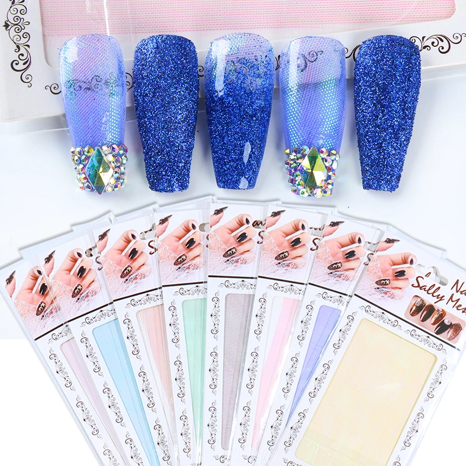 1 шт. флуоресцентные сетчатые наклейки для ногтей прозрачная лента полый