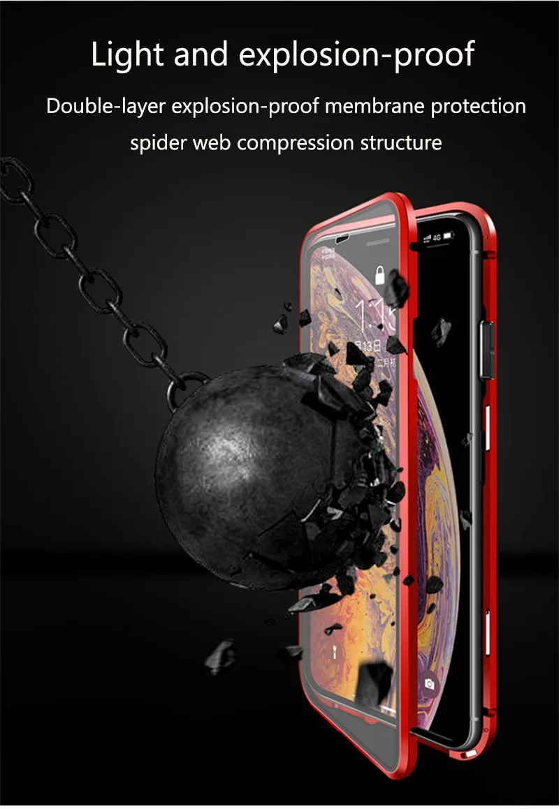 Магнитный металлический чехол для телефона для IPhone 7 8 X XS XR чехол для IPhone 7 8 Plus XS MAX прозрачная Защита задняя крышка противоударный