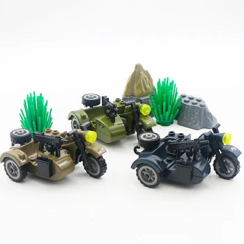 

Bricks Military Army Accessory Motorcycle WW2 Soldiers Weapon Tricycle Car Military Parts Creator MOC Model Building Blocks Toys