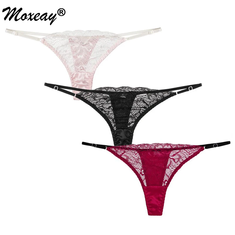 

Moxeay Ladies Knickers Silk Thong Women See Through Lace Lingerie Transparent Sexy Color Low-rise Panties Women Underwear Briefs