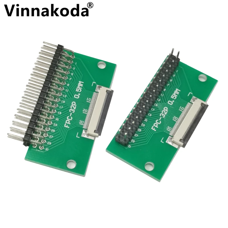 2PCS FFC/FPC adapter board 0.5MM-32P to 2.54MM welded 0.5MM-32P flip-top connector Welded straight and bent pin headers