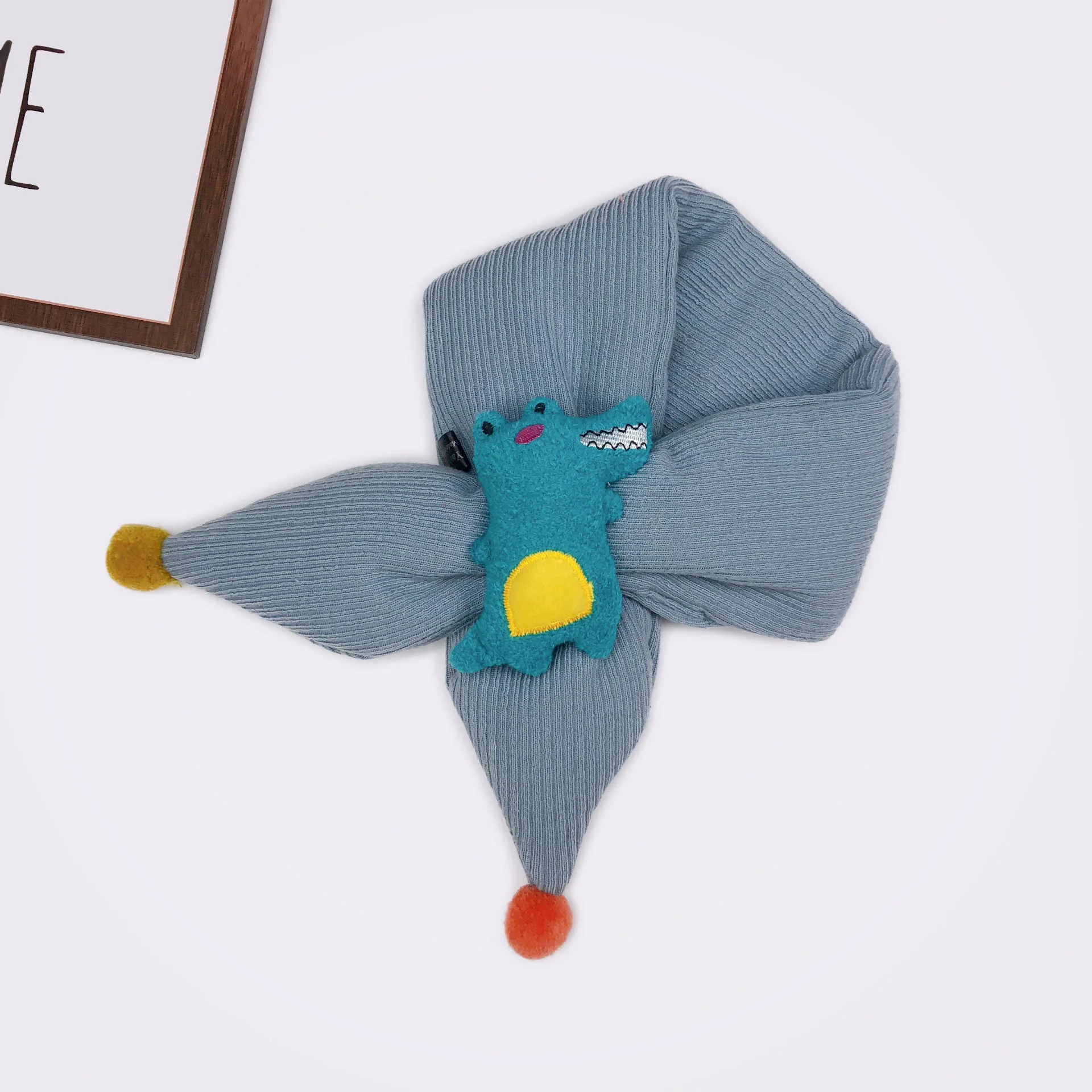 Alligator Sky Blue Зимний милый детский шарф для мальчиков и девочек, детские шарфы, детский плотный шарф с помпоном, шейный платок - Цвет: Alligator Sky Blue
