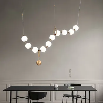 

Postmodern Loft Glass Ball Pendant Lamp Creative Necklace Design Restaurant Hall Led Lights Decro Suspension Light Fixtures
