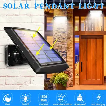

20 LED Solar Lamp Solar Pendant Separable Solar Panel and Light With Line Waterproof Pull- Switch Available Outdoor or Indoor