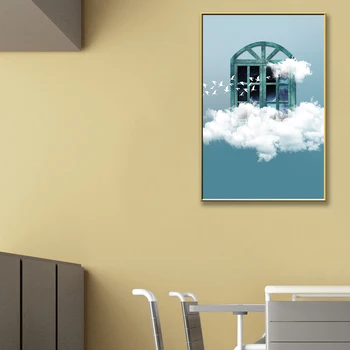 

Cartoon Cloud Window Canvas Paintings On The Wall Wall Pictures Kids Room Decor Cuadros Abstractos Modernos