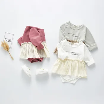 

2020 Spring Baby Kids Cute Ruffle Rompers Girls Sweet Spring Autumn Infant Toddler Candy Color Clothes