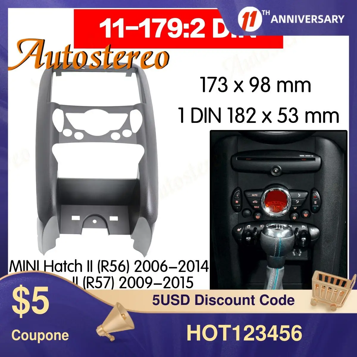 

Автомобильный комплект для приборной панели, рамка для 2007-2014 BMW MINI COOPER (R55, R56, R57), комплект установочных рамок для приборной панели CD