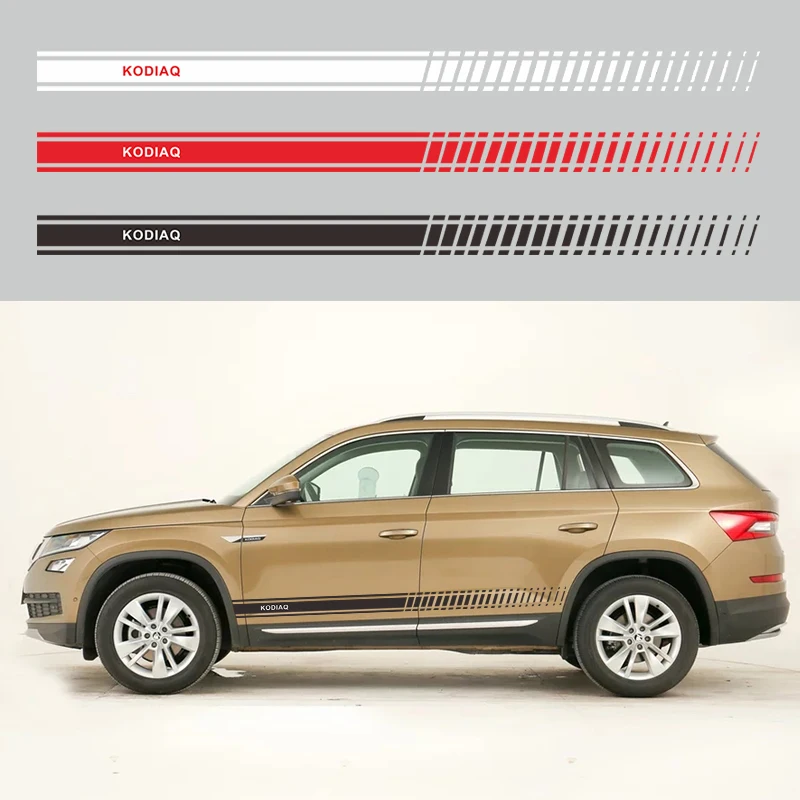 2 шт., наклейки для автомобиля, сделай сам, для Skoda Kodiaq, полоски, наклейки, автомобильная пленка, виниловая пленка, автомобильные аксессуары