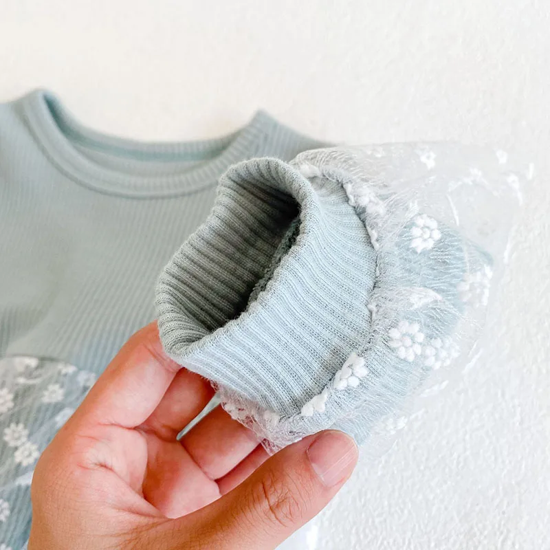 Spring Baby Girls Lace Bodysuits One Piece Daisy Embroidery