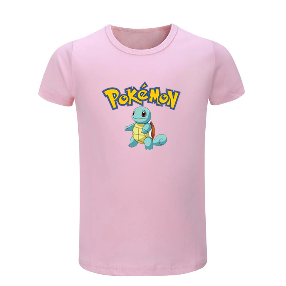 Милые детские футболки с рисунком Pokemon Pikachu Squirtle Charmander Bulbasaur Детские футболки с графическим принтом Рождественский подарок с короткими рукавами - Цвет: JeKP581D