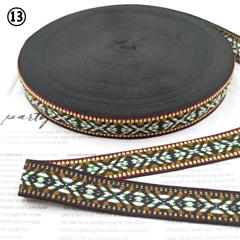 5 Yards 0.78 Inch 20MM Hundreds Styles Geometric Woven Jacquard Embroidered Ribbons DIY Apparel Wrapping Trim Sewing Accessories