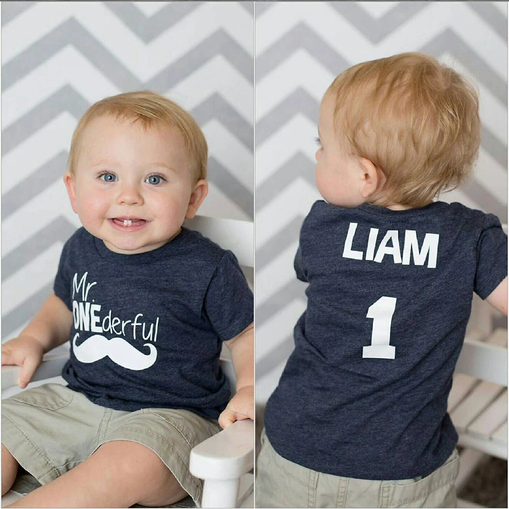 Personalizedmr Onederful! - Mustache - 1st Birthday Shirt Boy - Front And Back  Design - Name On Back - Mr Wonderful - T-shirts - AliExpress