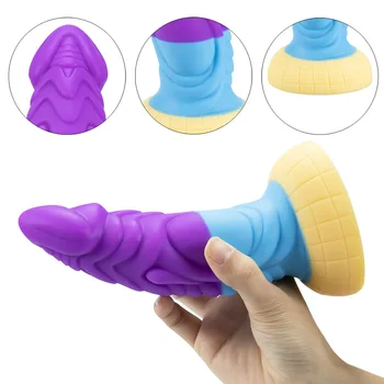 Rainbow Colors Anal Butt Plug Dildo Liquid Silicone Vagina Stimulator Anus Expansion Prostate Massager Sex Toys For Woman Men 1
