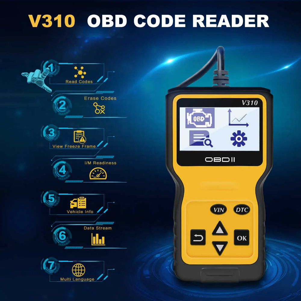 V310 Считывание/очистка кодов неисправностей сканирующее устройство OBDII/EOBD считывание DTC OBD2 автомобильный диагностический инструмент obd2 сканер