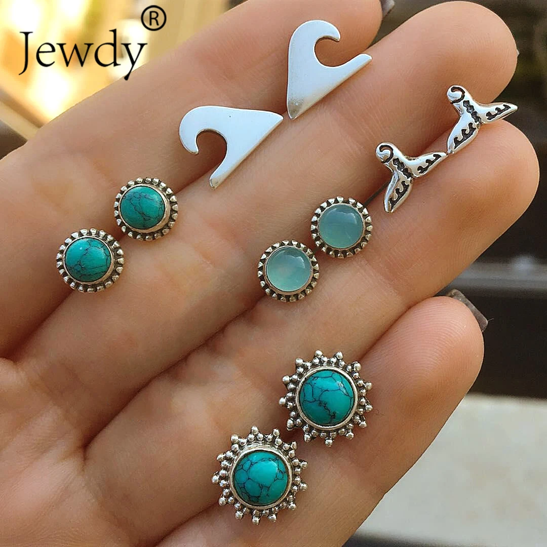 6 пар/компл. Русалка волна Для женщин камень в богемном стиле серьги со шпилькой