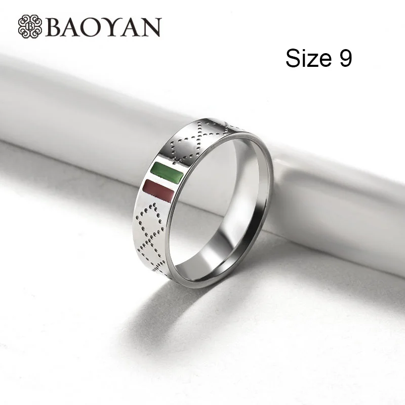 Baoyan, известный бренд, ювелирные изделия, опт, набор ювелирных изделий из нержавеющей стали, кольцо, ожерелье, браслет, серьги, Свадебные Ювелирные наборы для женщин - Окраска металла: Silver Ring-9