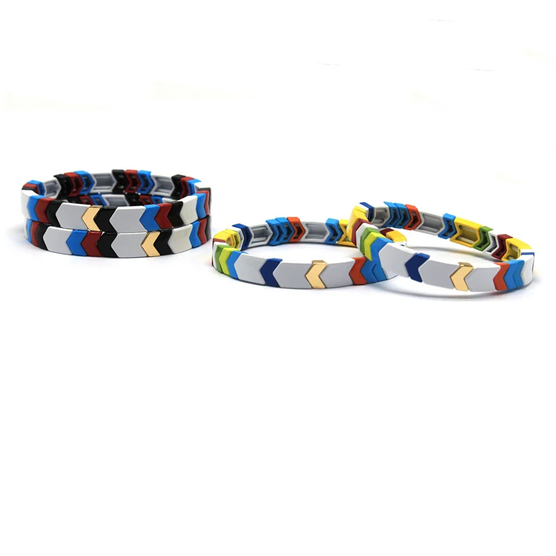 Модные эмалированные плитки из бисера эластичные браслеты/BanglesHandmade металлические окрашенные браслеты/браслеты для женщин/мужчин ювелирные изделия подарок