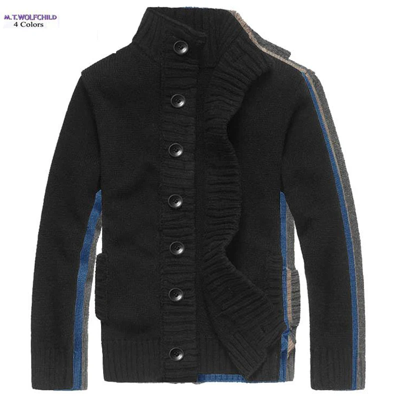 

High Quality Winter Mens Sweaters High-Collar Casual Cardigan Knitted Men's Outerwear Fashion Men Clothing Male Kintted Coats
