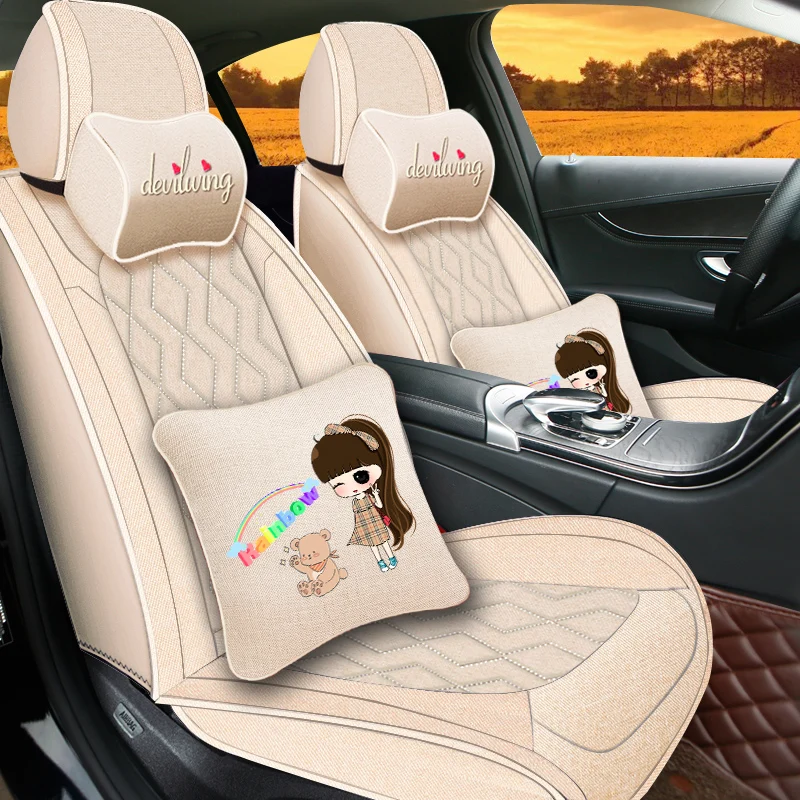 Full Coverage flax fiber car seat cover auto seats covers for citroen c3 aircross c4 cactus 2012 | Автомобили и мотоциклы