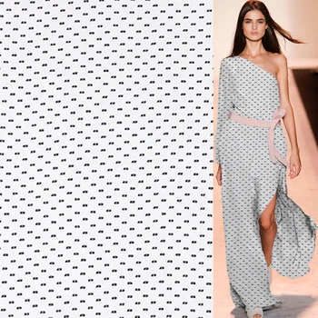 

Black spots design on white fashion pure silk fabric sheer 135cm width,SFF140