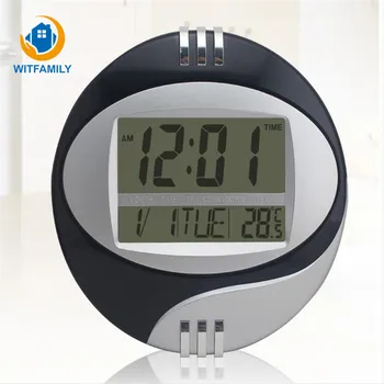 

LCD Calendar Temperature LED Mute Bracket Electronic Clock Multifunctional Snooze Wall Clock Modern Creative Display Clock