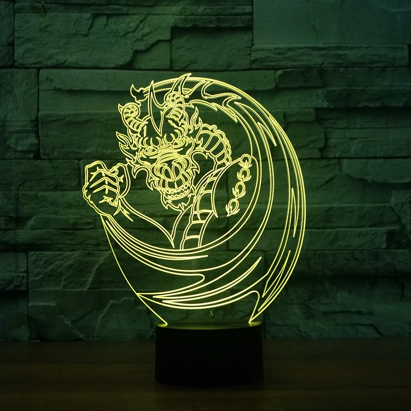 [Seven Neon] дракон Огненный Дракон акриловая 7 цветов Настольная лампа 3D лампа детский подарок Новинка Светодиодный Ночник светильник Сокол миллениума светильник