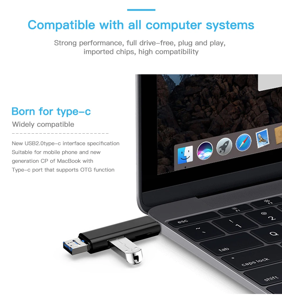 KUULAA All In One Type C USB 3.0 Micro USB Adapter SD/ Micro SD/ TF Card Reader OTG Andriod PC External Multi Memory Card Reader