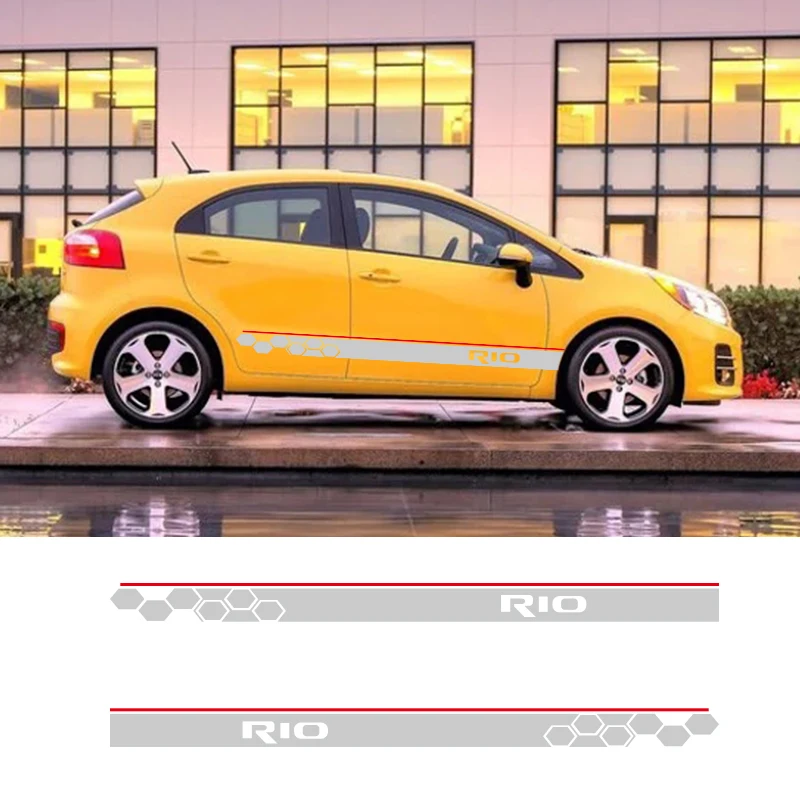 2 шт. автомобильные виниловые боковые полосы наклейки Авто графика наклейки для Kia Rio