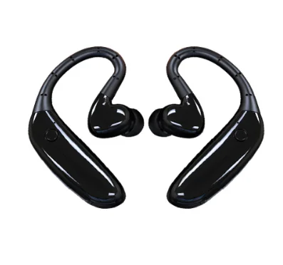 Binaural black FMJ, новинка, D08, настоящая беспроводная Bluetooth гарнитура 5,0, одно ухо, движение, двойное подвижное кольцо, ушные крючки для xiaomi redmi iphone - Цвет: Binaural black