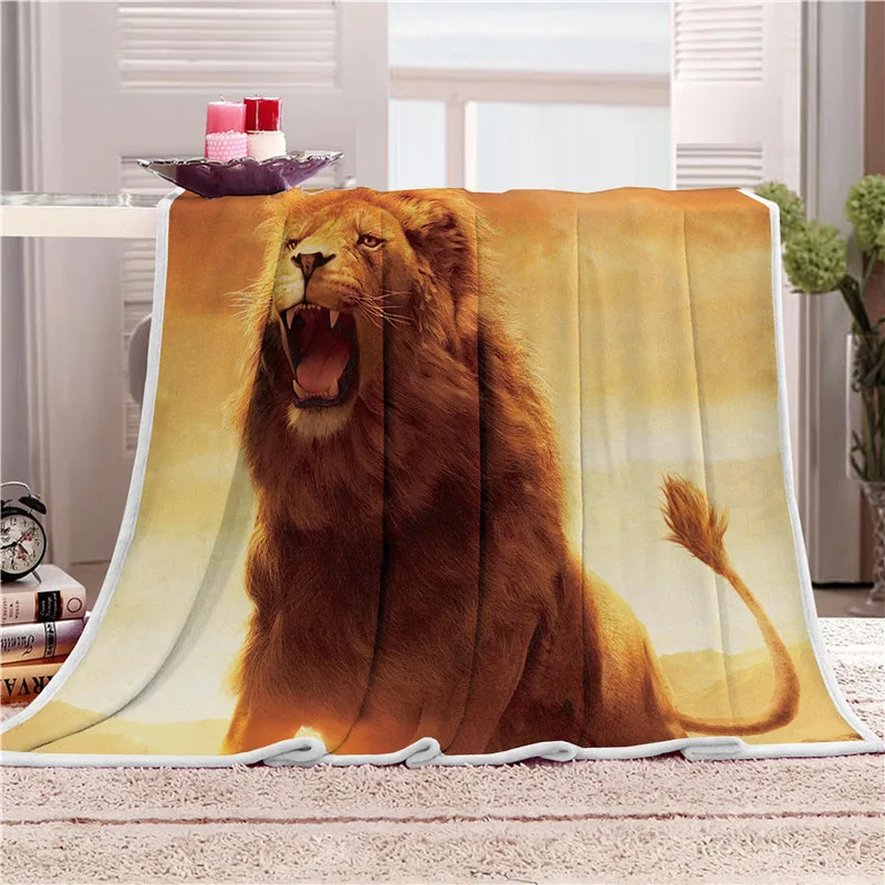 Сон одеяло супер мягкий уютный бархатный плюшевый плед Птица Фламинго Павлин постельный мех кидает для дивана животное лев Дорожный Коврик - Цвет: Lion Blanket