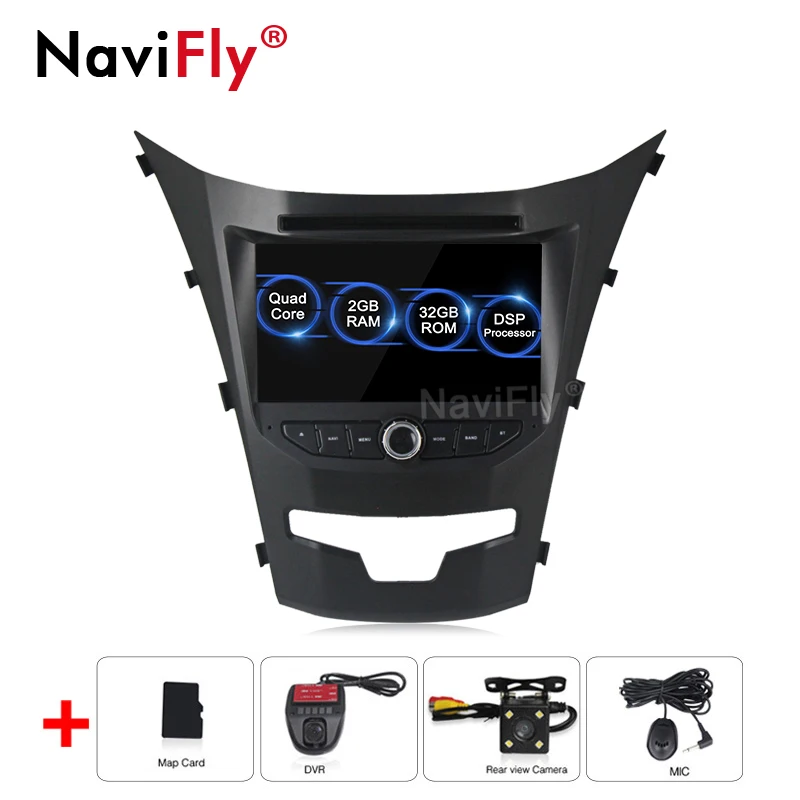 NaviFly 7 дюймов Android 2Din 9,0 HD DSP экран Автомобильный мультимедийный плеер для SSANGYONG KORANDO Поддержка gps Навигация BT wifi DVR - Color: 2G RAM 32G ROM