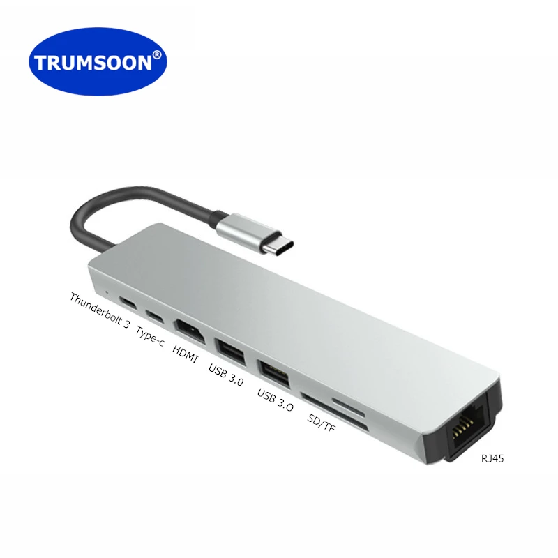 Устройство для чтения карт памяти Trumsoon Type c на 4K HDMI Сеть RJ45 Lan USB C 3 0 SD TF адаптер MacBook