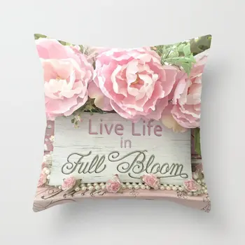 45 45cm Rose Flowers polyester Cushion Cover Nordic Style Wedding Decoration Throw Pillow For Home 45*45cm Rose Flowers polyester Cushion Cover Nordic Style Wedding Decoration Throw Pillow For Home Sofa Bed Car Pillowcase 40827