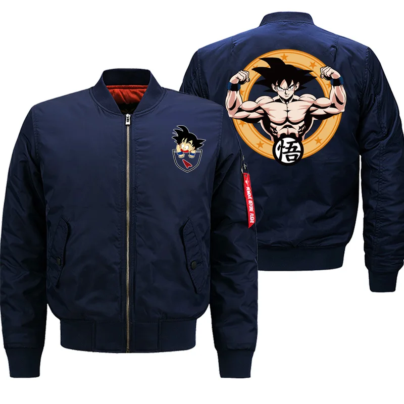 Autumn Winter New Bomber Jacket Men Saiyan Dragon Ball Anime Streetwear Thick Coat Clothes Motorcycle Men Jacket Streetwear