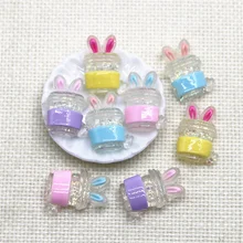 10pcs Resin Rbbit Ears Drink Cup Flat Back Cabochon Miniature craft Art DIY Hair Bow Center Scrapbooking Craft