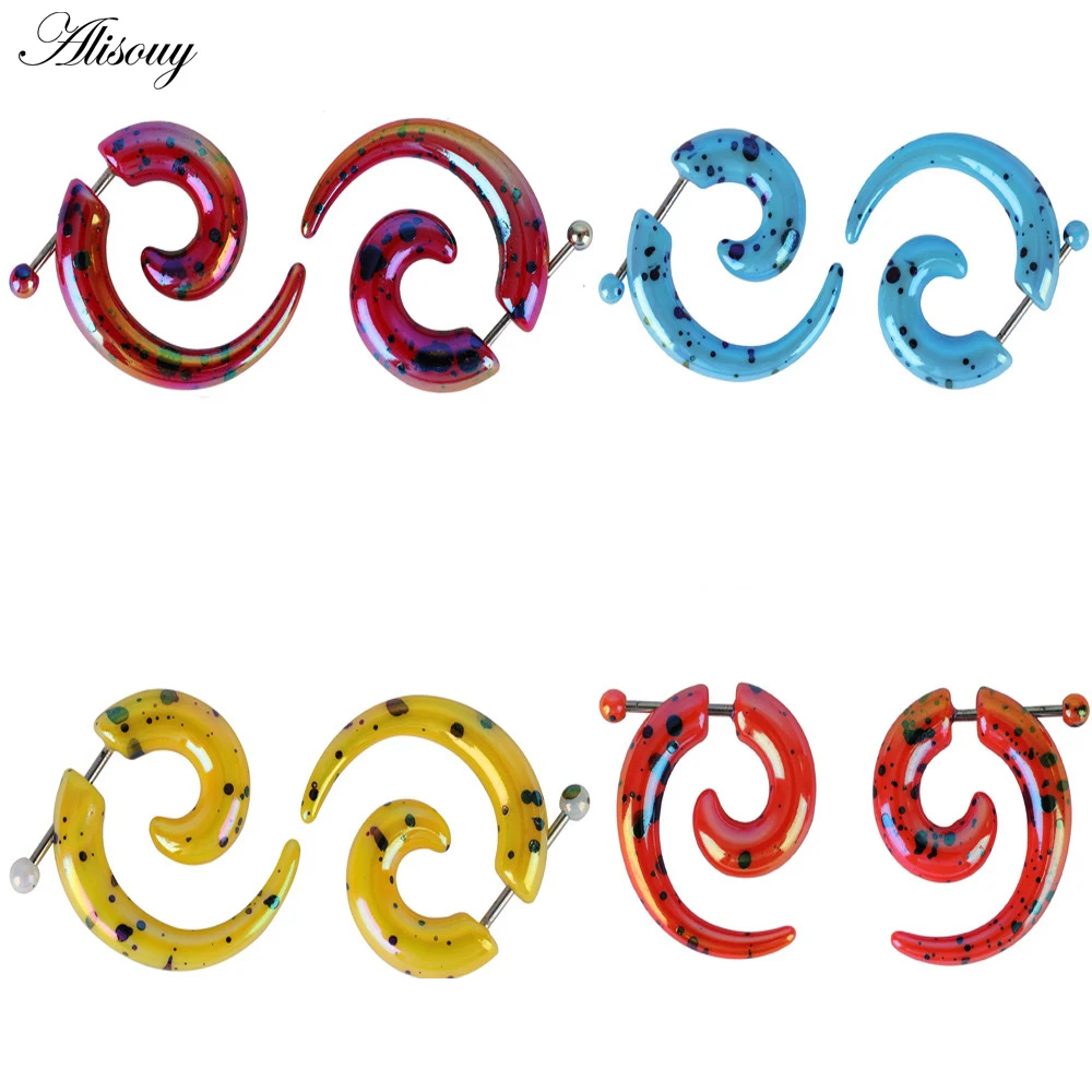 2pc Fake Ear Tunnels Acrylic False Earring Cartilage Piercing Body Jewelry