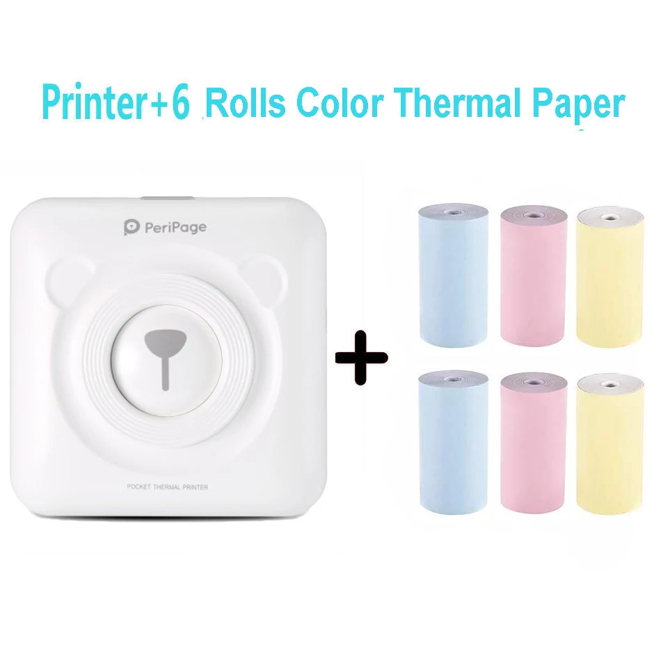 304DPI W 6 Color Peripage Карманный Мини Портативный Bluetooth принтер 58 мм телефон фото беспроводной HD термопринтер этикеток для Android iOS Телефон - Цвет: 304DPI W 6 Color