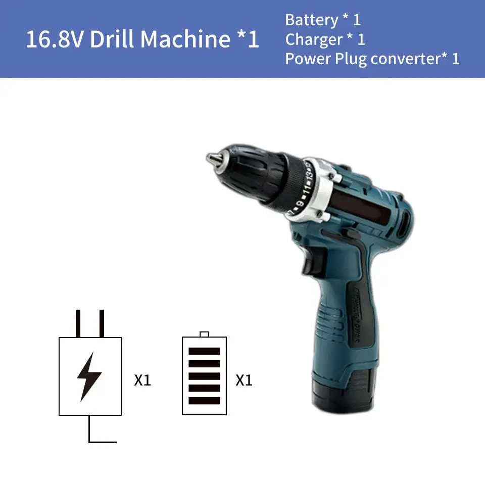 1.68V one Battery 12 V/16,8 V/21 V беспроводная дрель машина аккумуляторная дрель 2-Скорость сверлильный станок электроинструменты Taladro Inalámbrico Furadeira - Цвет: 1.68V one Battery