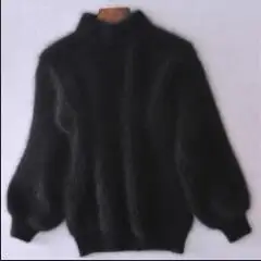 black Pull Femme Nouveaute, Зимний пуловер с высоким воротом, мохер, женские свитера и пуловеры, теплый Свободный пуловер с рукавами-фонариками - Цвет: black