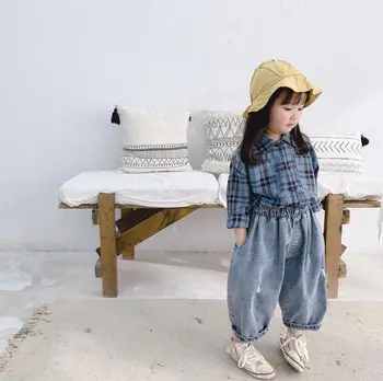 

2020 new wholesale girls boys plaid shirt full sleeve fashion kids top 1-6 years HJ760
