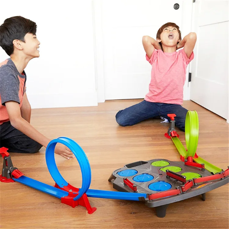 

MATTEL Wind Fire Wheels Small Sports Car Double Ejection Athletic Camera Track Set Fdf27 Boy Car Track Toy