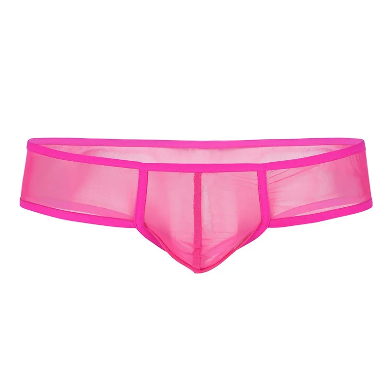 Rose Мужское нижнее белье, для геев, Hommes, мягкие прозрачные, прозрачные, сетчатые, с выпуклой сумкой, сексуальные, низкая посадка, трусики, стринги, Мини трусы, нижнее белье - Цвет: Rose