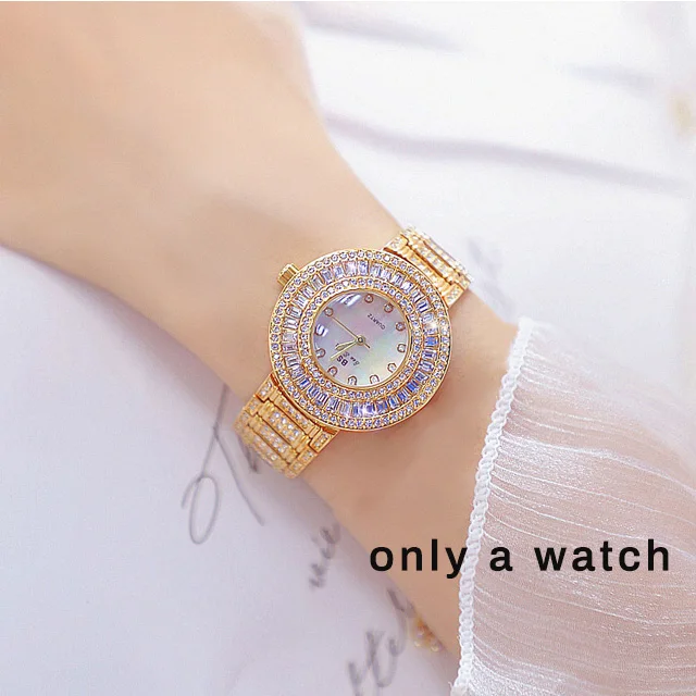 gold-not-bracelet Золотые часы женские известный бренд Алмаз кварцевые женские часы Кристалл Золотой женские наручные часы Feminino Montres Femme - Цвет: gold-not-bracelet